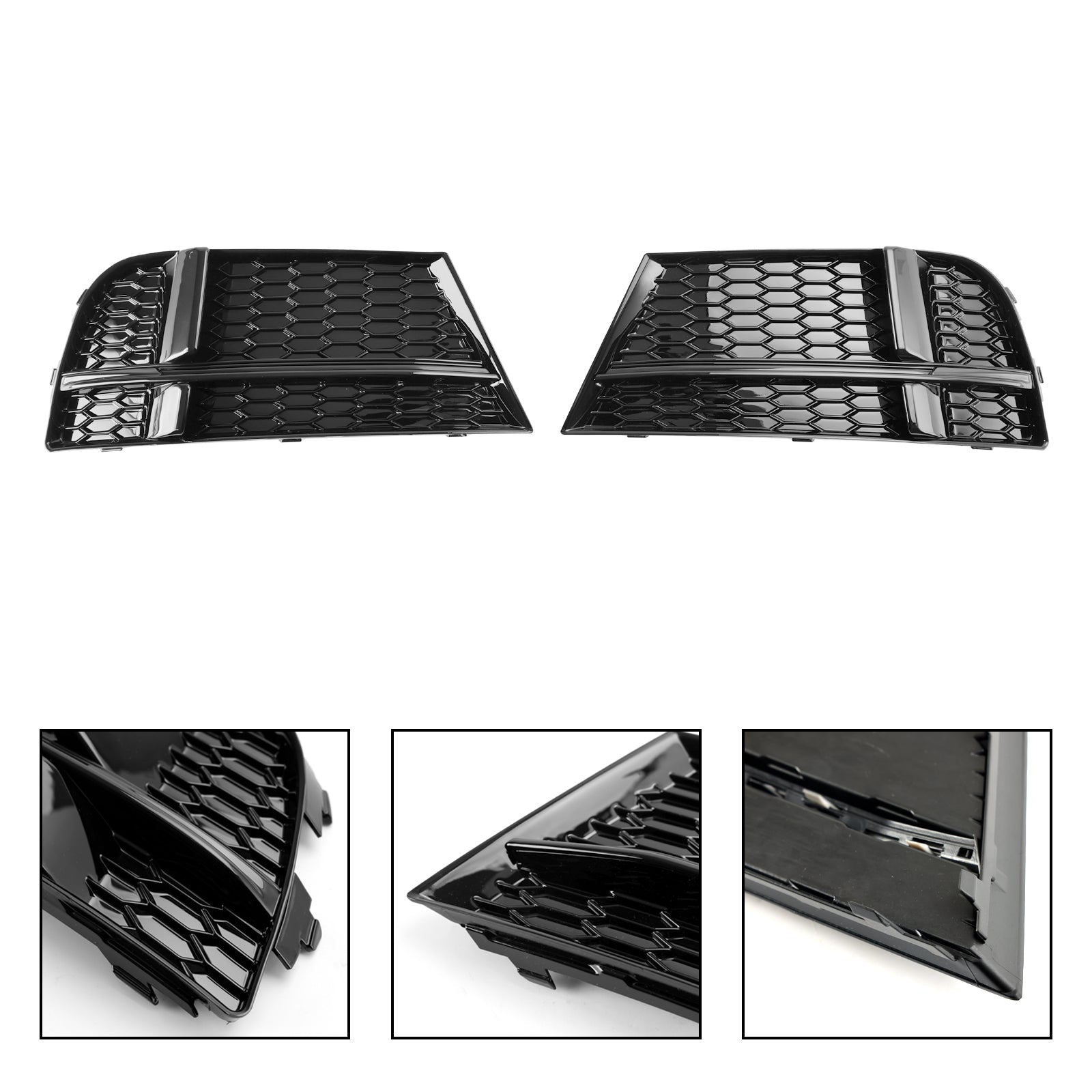 2016-2020 Audi A3 8V S-Line Front Fog Light Cover Bezel Grill — Pair (8V3807682 / 8V3807681)