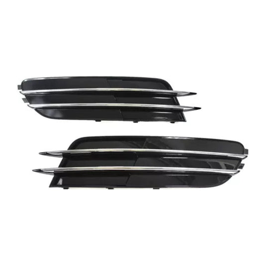 2012-2014 Audi A6 C7 Front Side Lower Bumper Fog Light Grille — Pair (4G0807681 / 4G0807682)