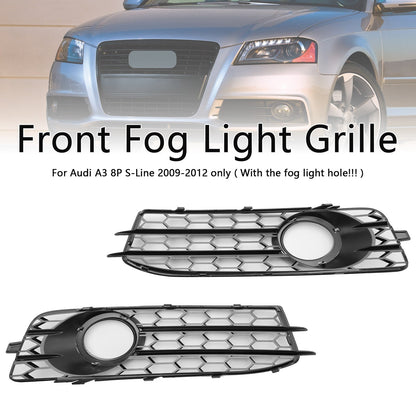 2009-2012 Audi A3 8P S-Line Honeycomb Front Bumper Fog Light Grille Cover (8P0807682)