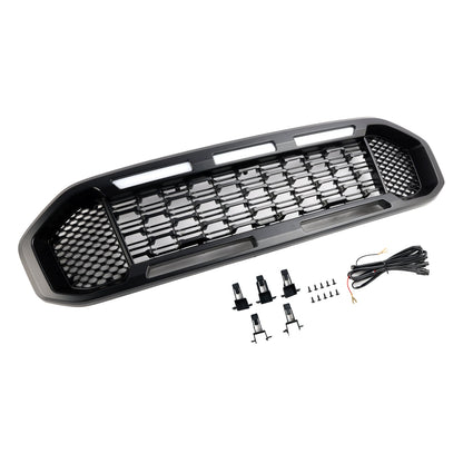 2019-2023 Ford Ranger Black Front Bumper Grill Grille T8 W/LED Light
