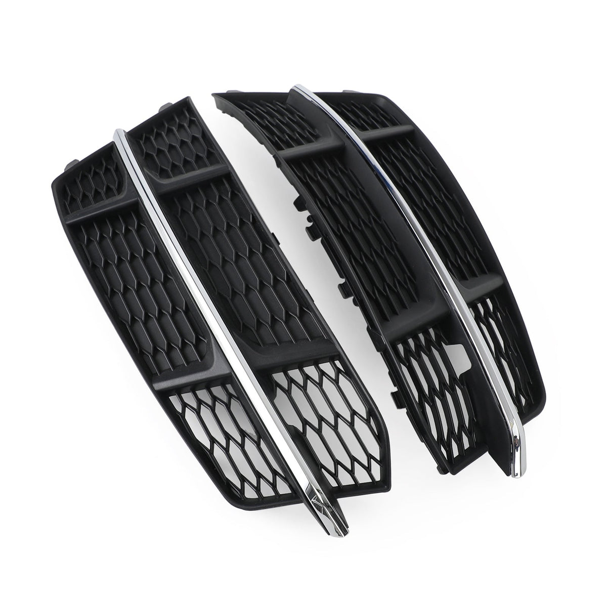 2016-2018 Audi A6 C7 S-Line Front Bumper Lower Grille — Black Chrome Pair