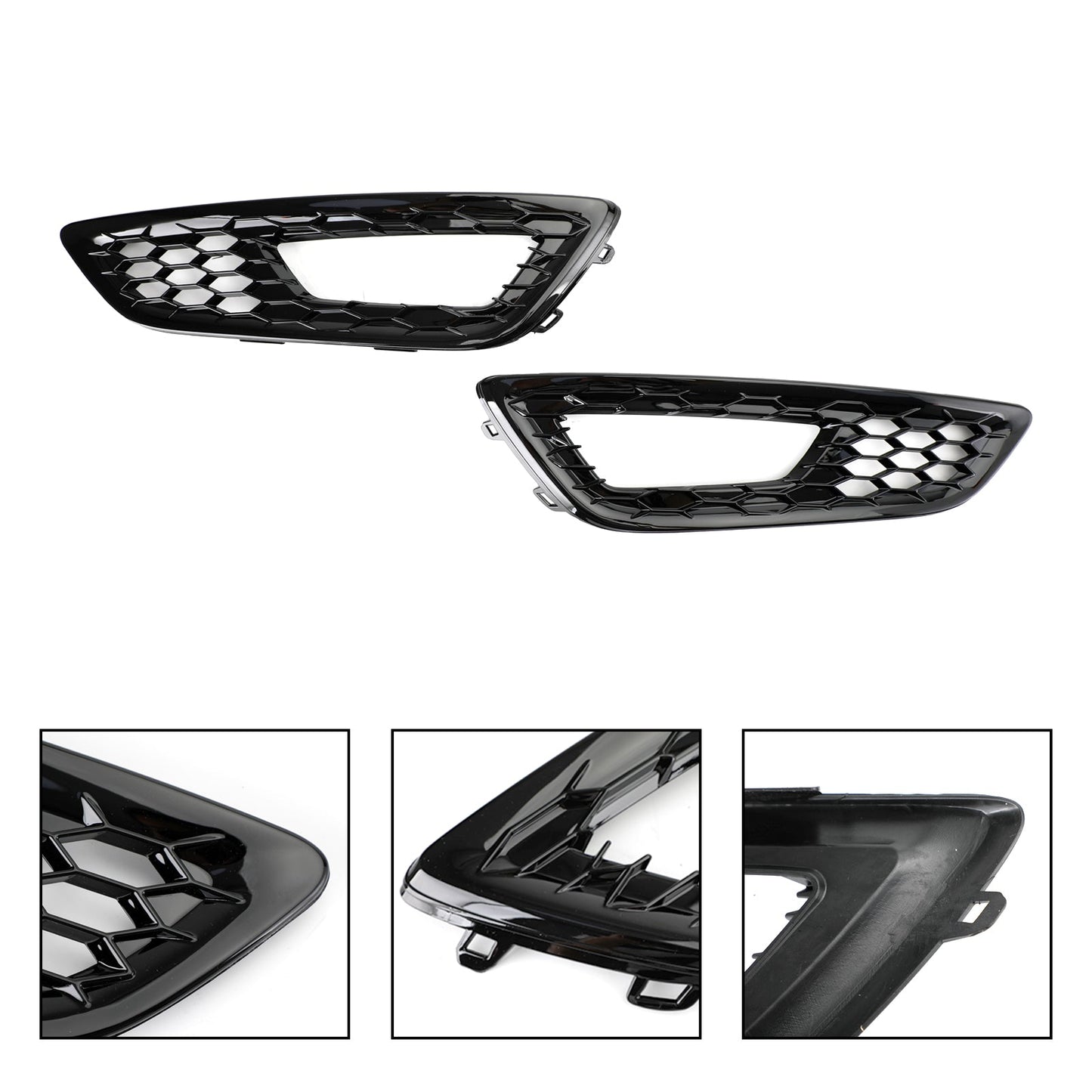 2015-2017 Ford Focus Pair Front Bumper Fog Light Lamp Cover Bezel Grill F1EZ15200A F1EZ15201A