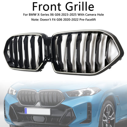 2023-2025 BMW X6 G06 M60i Black Front Bumper Grille with Camera Hole