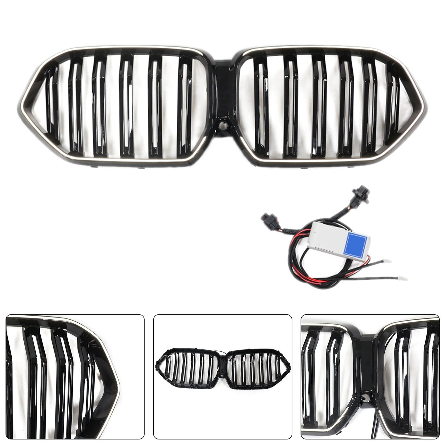 2020-2022 BMW X6 G06 M50i Gloss Black Front Bumper Grille with Camera Hole