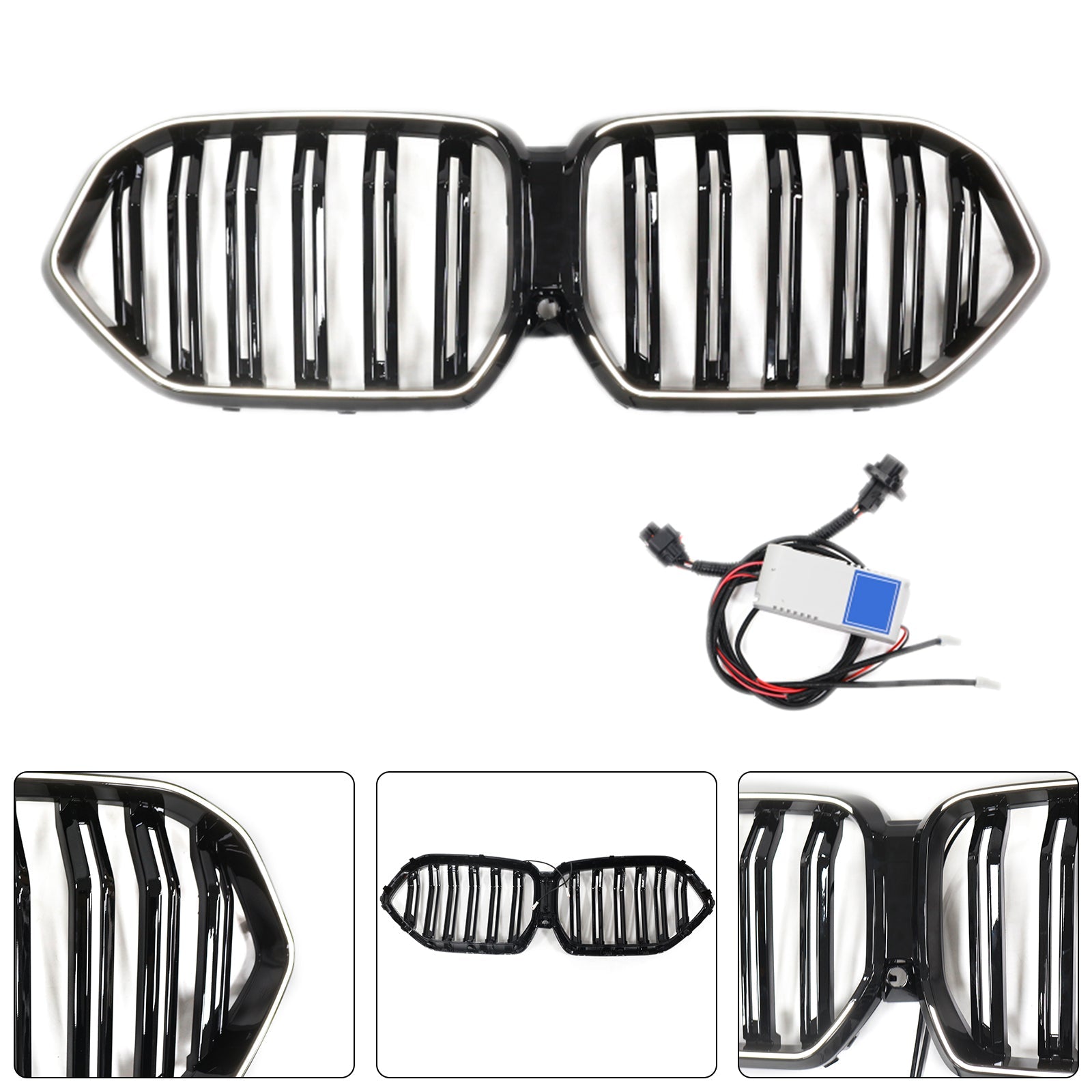 2020-2022 BMW X6 G06 M50i Gloss Black Front Bumper Grille with Camera Hole