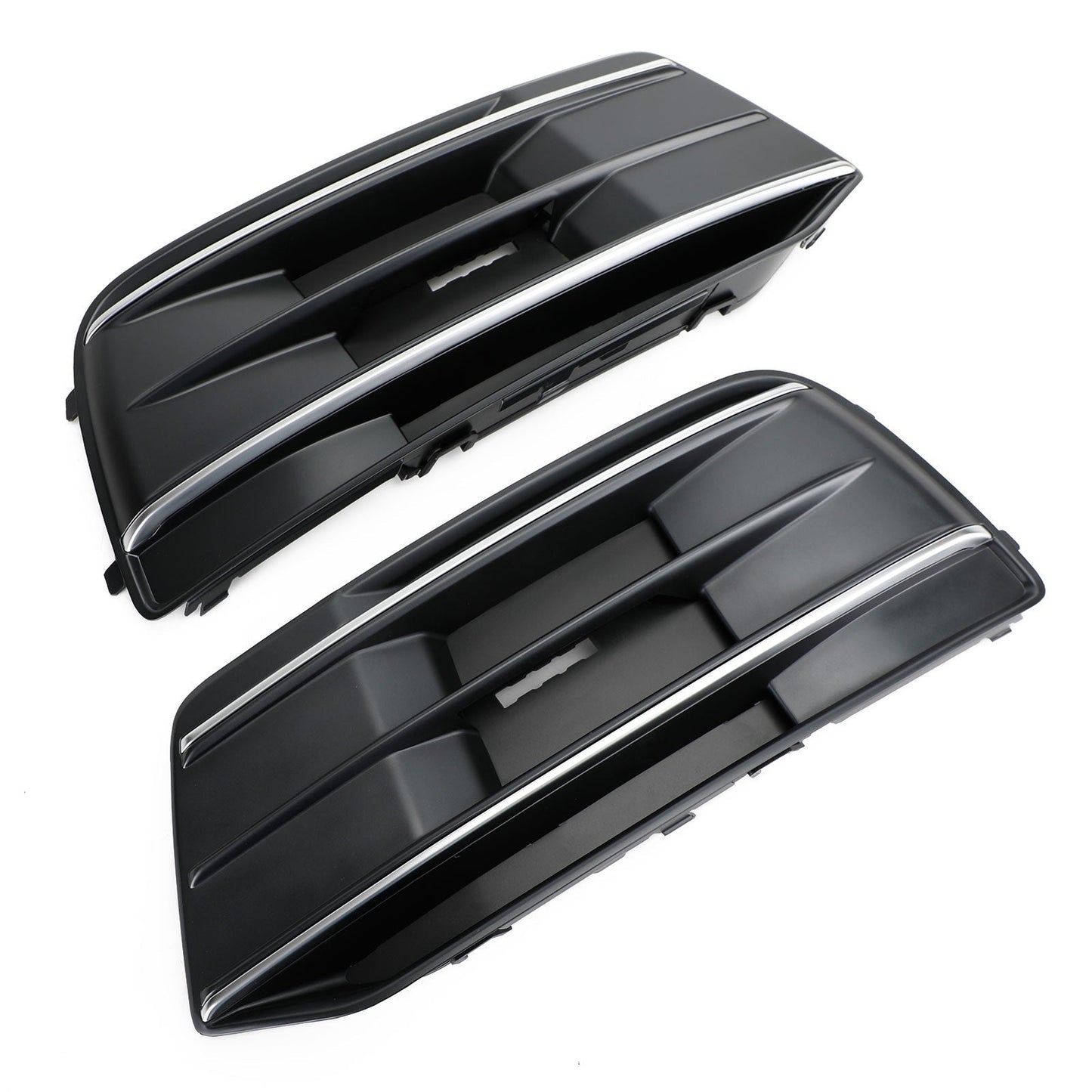 2018-2022 Audi Q5 Standard Black/Chrome Front Bumper Cover Grille Bezel Insert — Pair