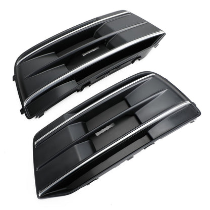 2018-2022 Audi Q5 Standard Black/Chrome Front Bumper Cover Grille Bezel Insert — Pair