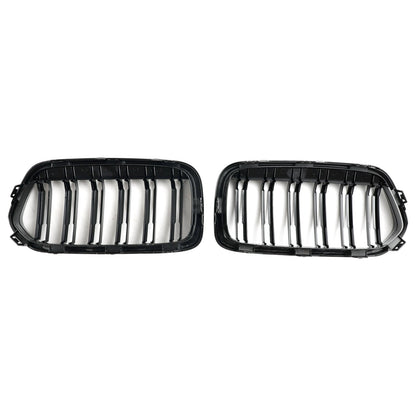 2018-2023 BMW X2 F39 Gloss Black Front Bumper Kidney Grille — Pair (51712455246 / 51712455247)