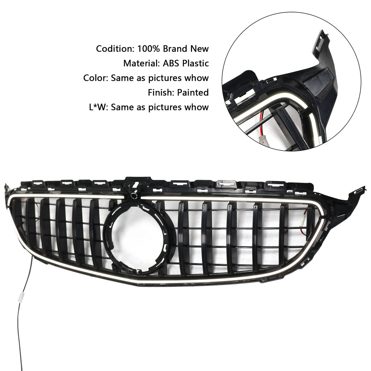 2015-2021 Mercedes-Benz C-Class W205 C200 C250 C300 C350 Black Front Bumper Grille with LED