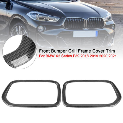 2018-2021 BMW X2 F39 Carbon Fiber Front Bumper Grill Frame Cover Trim