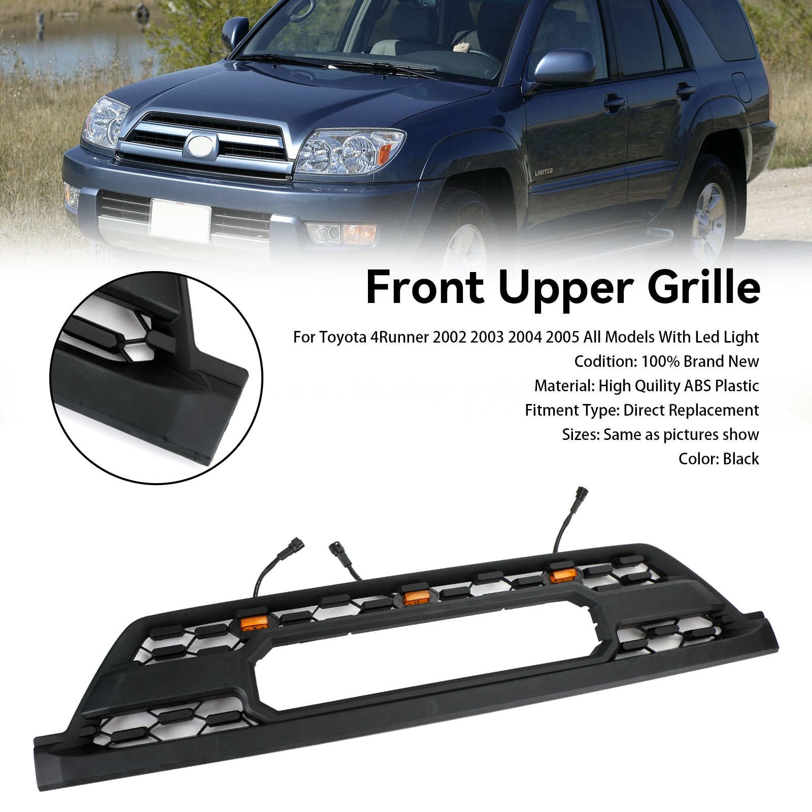 2002-2005 Toyota 4Runner All Models TRD PRO Style W/Led Light Front Bumper Grill