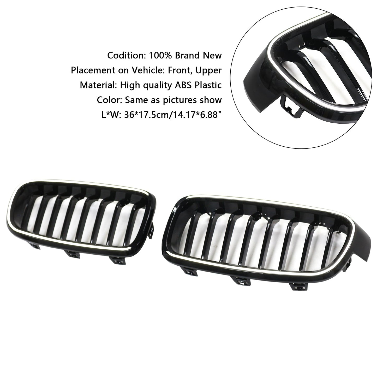 2012-2019 BMW 3 Series F30 F31 F35 Gloss Black Front Kidney Grille (51137263481)
