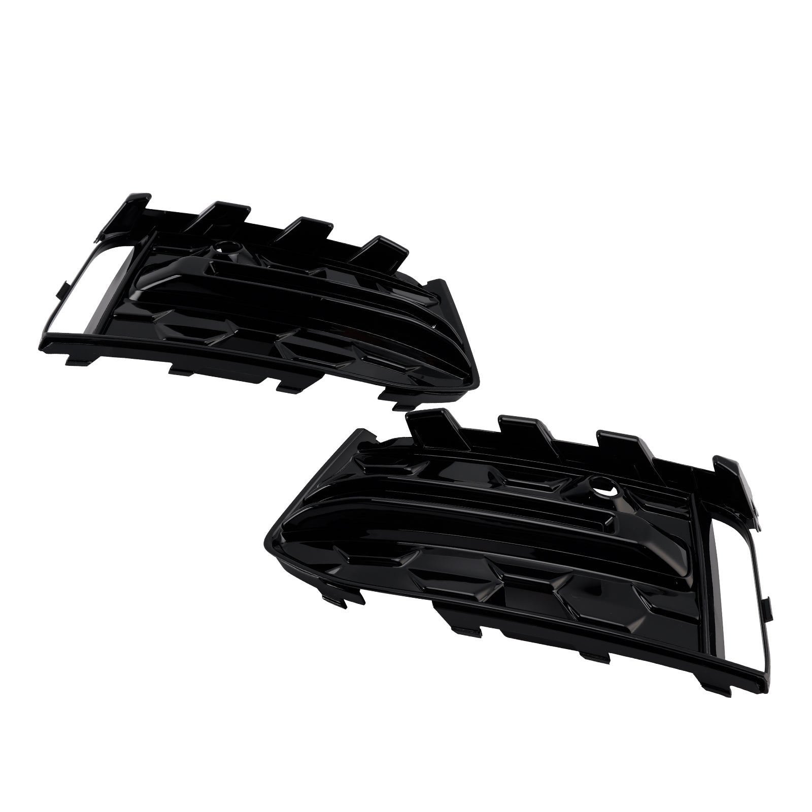 2023+ Audi A6L C8PA Black Front Bumper Fog Light Grille Trim — Pair