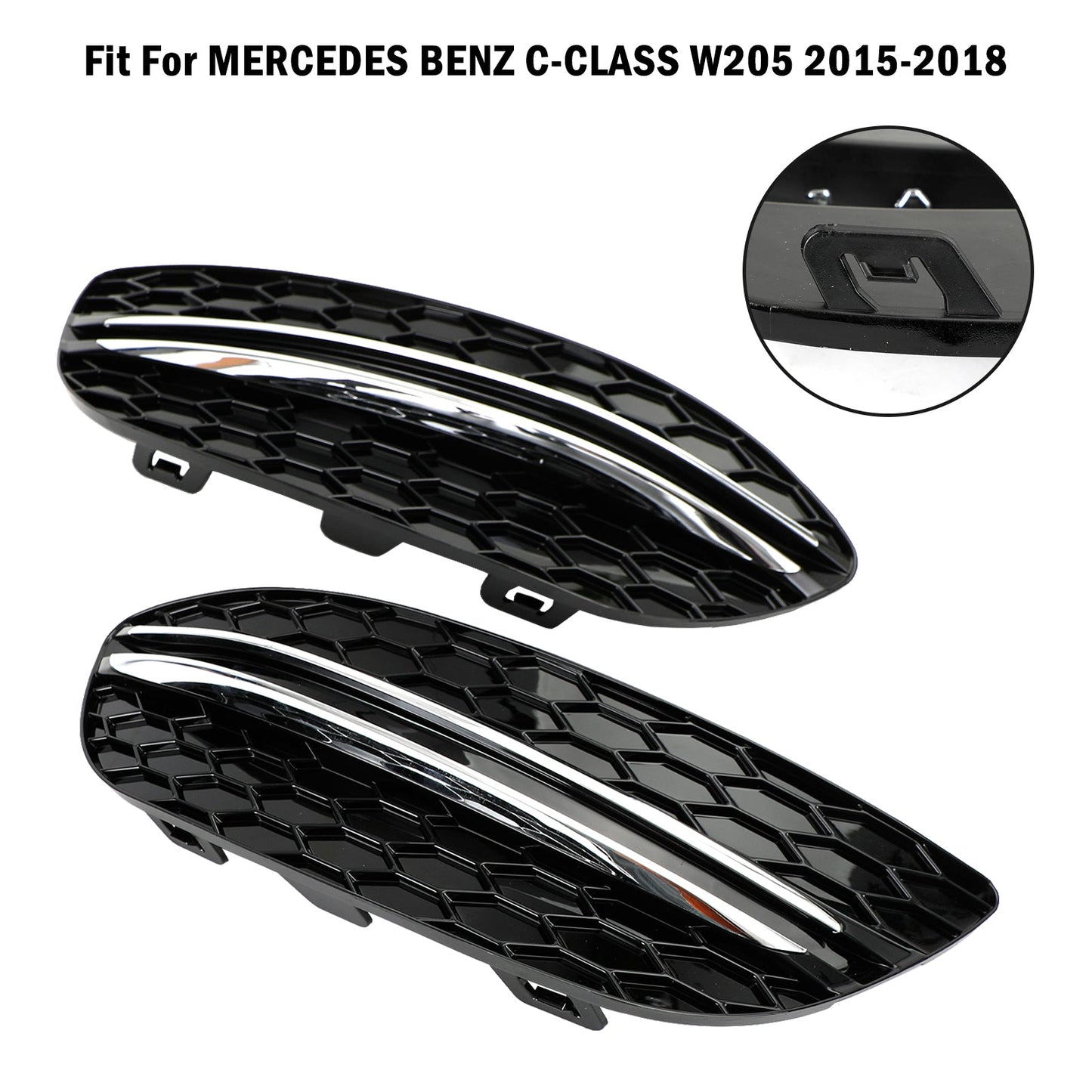 2015-2018 Mercedes-Benz C-Class W205 Honeycomb Front Fog Light Cover (2058850723 / MB1038172)