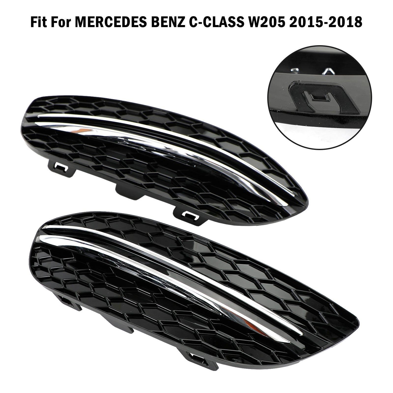 2015-2018 Mercedes-Benz C-Class W205 Honeycomb Front Fog Light Cover (2058850723 / MB1038172)