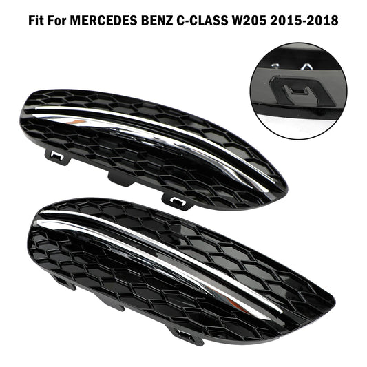 2015-2018 Mercedes-Benz C-Class W205 Honeycomb Front Fog Light Cover (2058850723 / MB1038172)