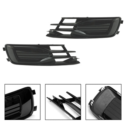 2014-2018 Audi A6 C7 Black Front Bumper Fog Light Cover Grille — Pair (4G0807647T94 / 4G0807648T94)