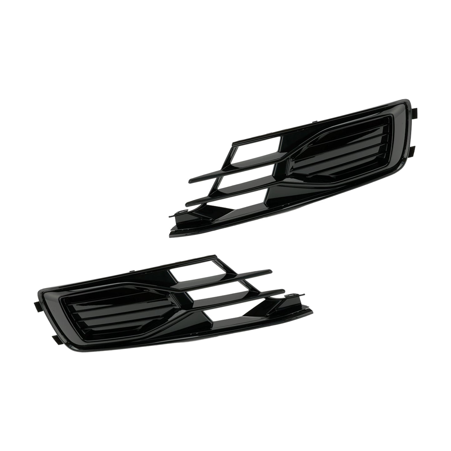 2014-2018 Audi A6 C7 Black Front Bumper Fog Light Cover Grille — Pair (4G0807647T94 / 4G0807648T94)