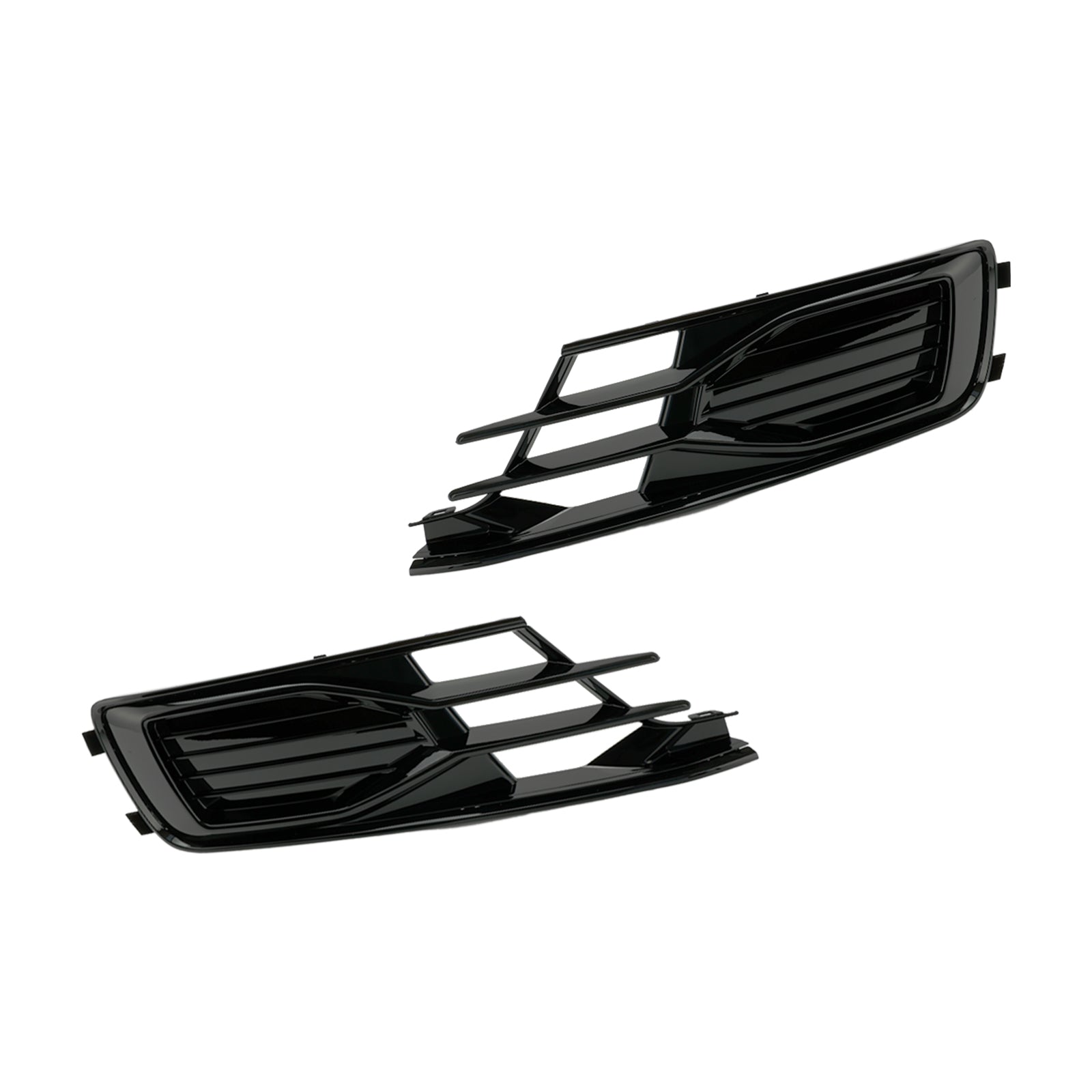 2014-2018 Audi A6 C7 Black Front Bumper Fog Light Cover Grille — Pair (4G0807647T94 / 4G0807648T94)