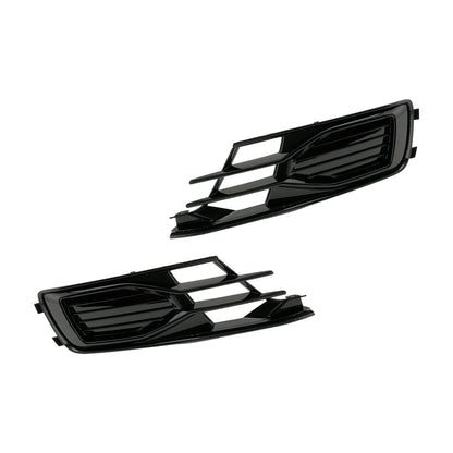 2014-2018 Audi A6 C7 Black Front Bumper Fog Light Cover Grille — Pair (4G0807647T94 / 4G0807648T94)