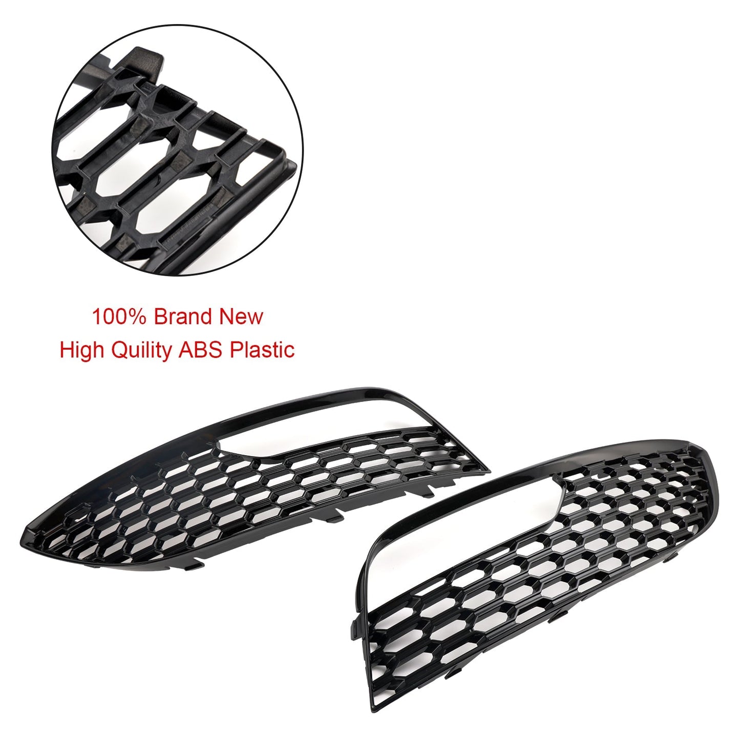 2012-2016 Audi A3 S3 Standard Version Front Bumper Fog Light Surround Cover Grille — Pair (8V3807681 / 8V3807682)