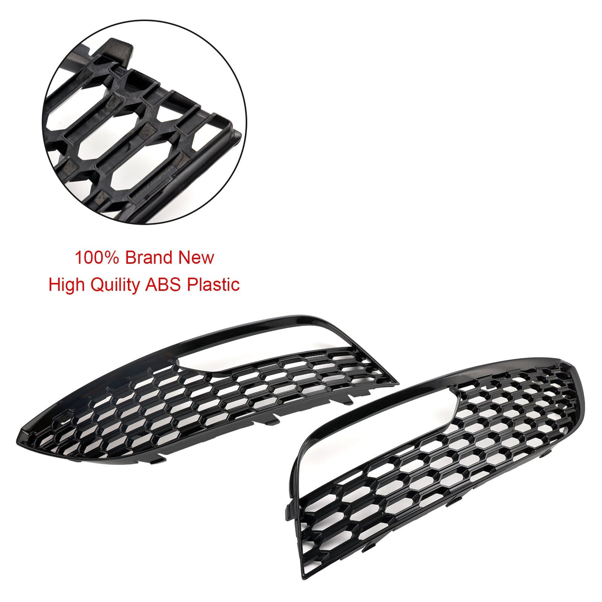 2012-2016 Audi A3 S3 Standard Version Front Bumper Fog Light Surround Cover Grille — Pair (8V3807681 / 8V3807682)