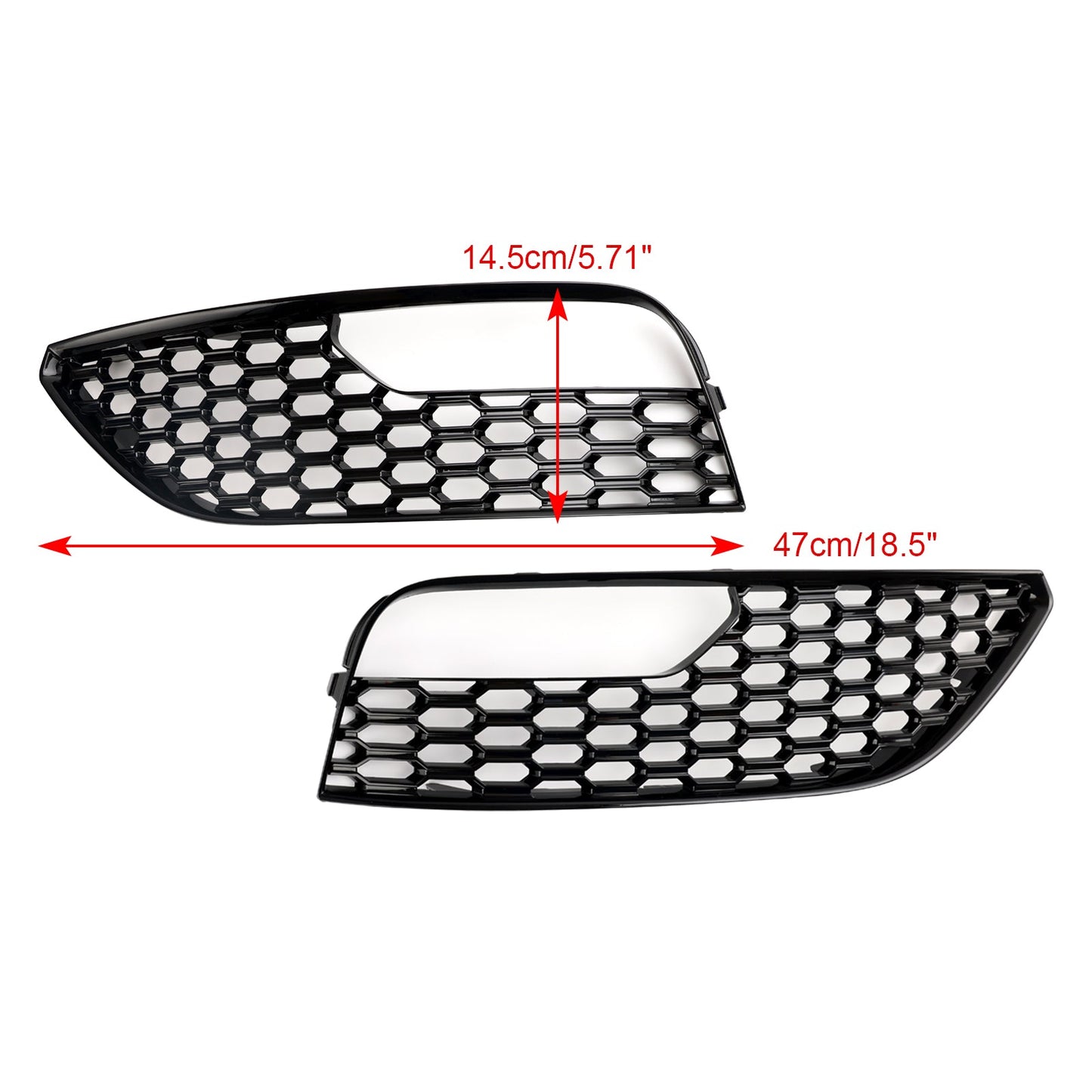 2012-2016 Audi A3 S3 Standard Version Front Bumper Fog Light Surround Cover Grille — Pair (8V3807681 / 8V3807682)