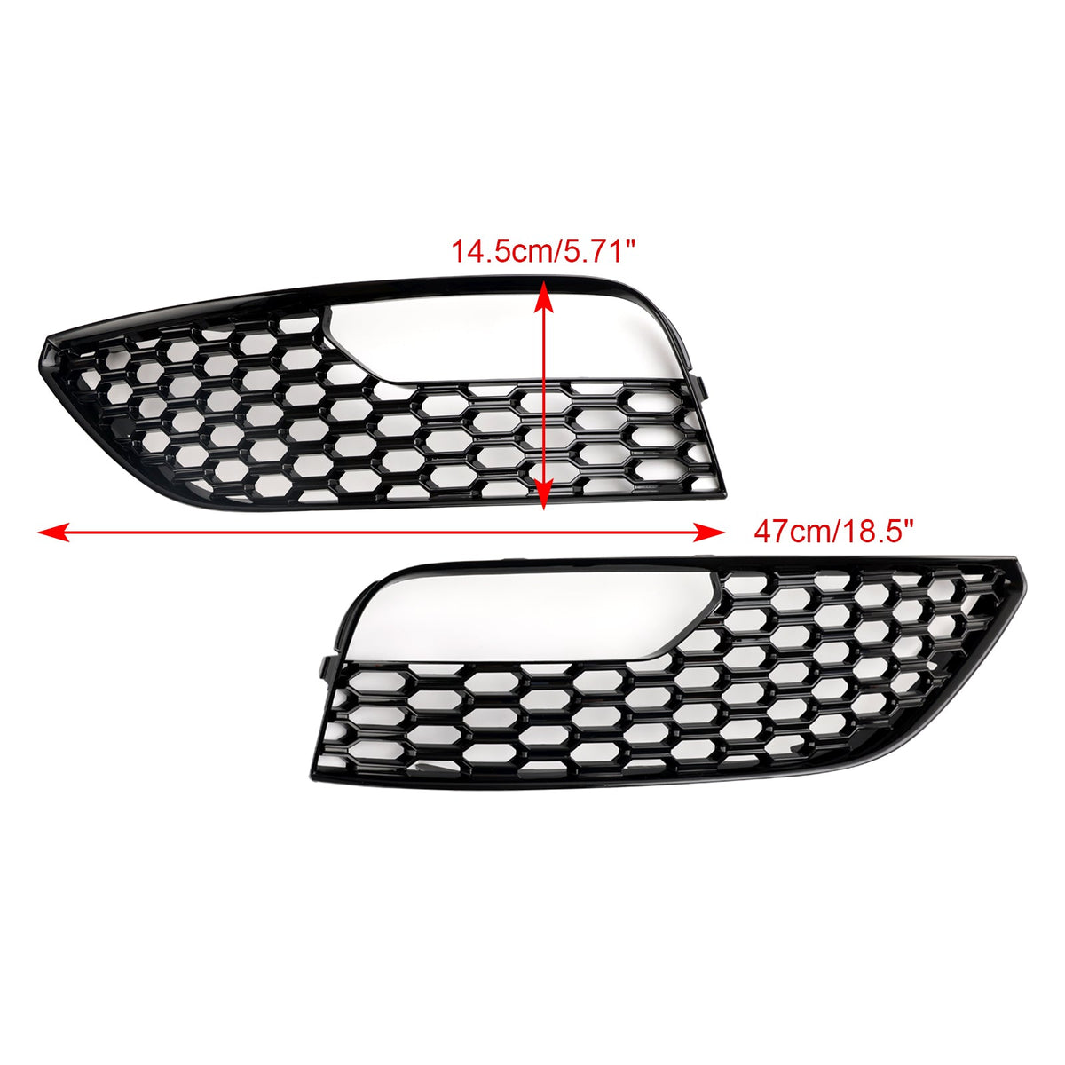 2012-2016 Audi A3 S3 Standard Version Front Bumper Fog Light Surround Cover Grille — Pair (8V3807681 / 8V3807682)