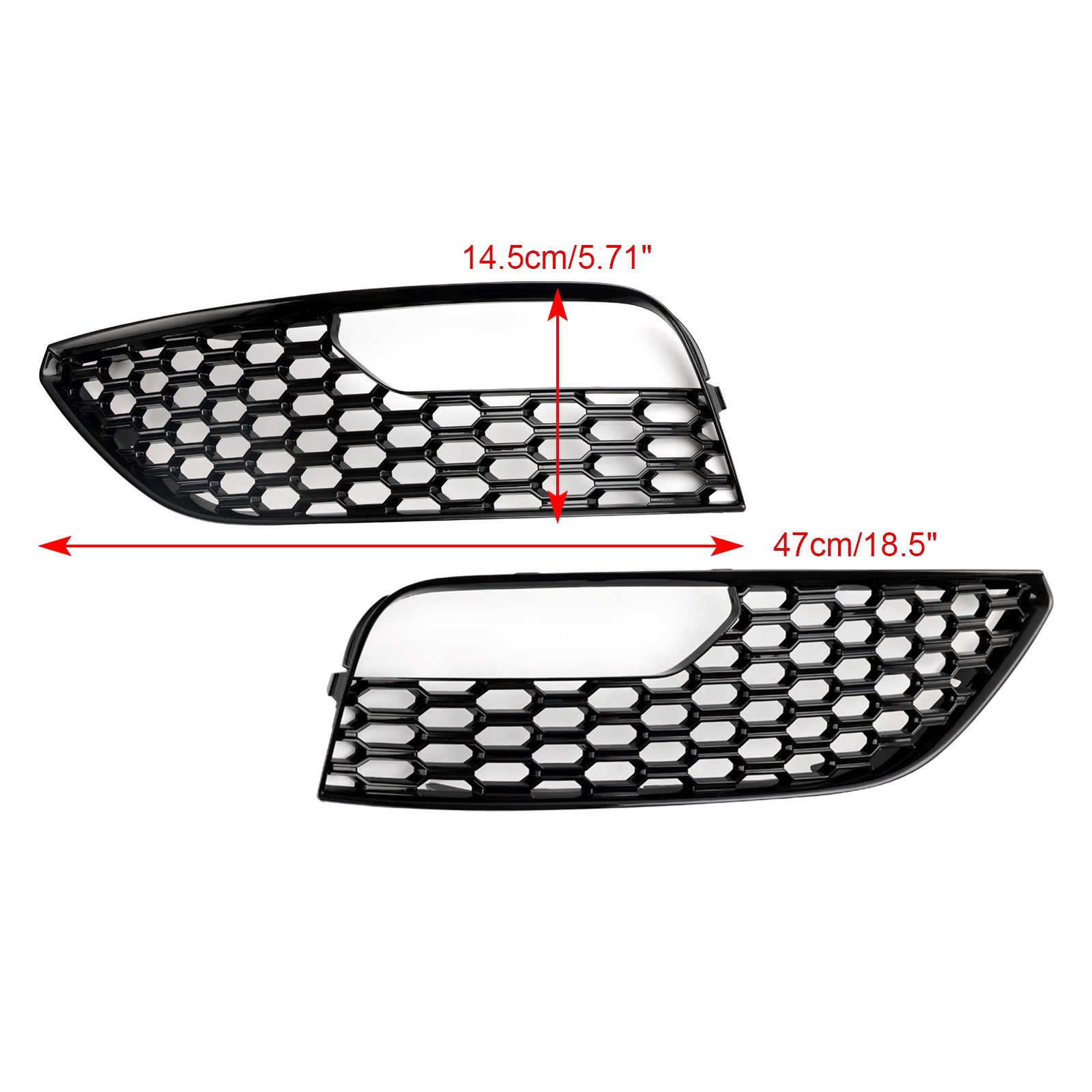 2012-2016 Audi A3 S3 Standard Version Front Bumper Fog Light Surround Cover Grille — Pair (8V3807681 / 8V3807682)