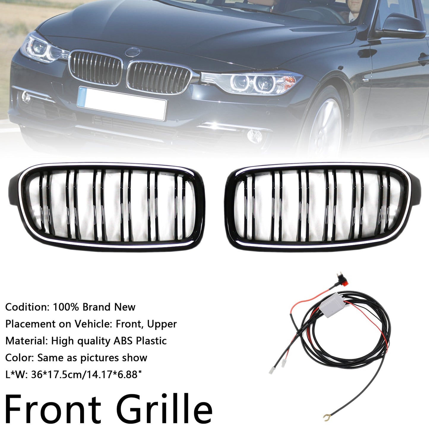 2012-2019 BMW 3 Series F30 F31 F35 Double Slat Front Kidney Grille (51137263481)