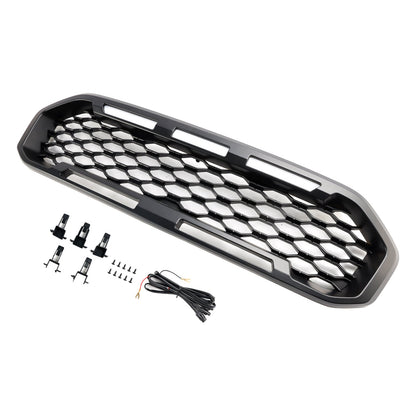 2019-2023 Ford Ranger T8 Front Bumper Grill Grille Black W/LED Light