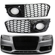 2009-2012 Audi A4 B8 Honeycomb Mesh Fog Light Open Vent Grill — Pair