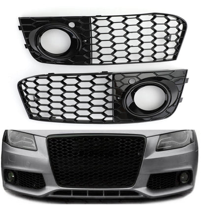 2009-2012 Audi A4 B8 Honeycomb Mesh Fog Light Open Vent Grill — Pair