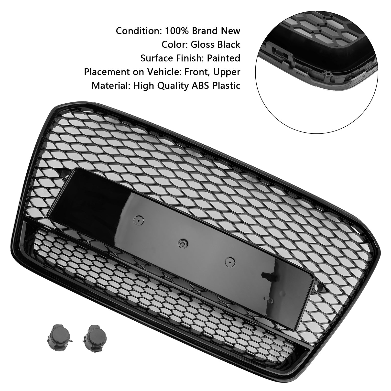 2013-2016 Audi A5 S5 B8.5 RS5 Style Honeycomb Front Bumper Grille (Black)