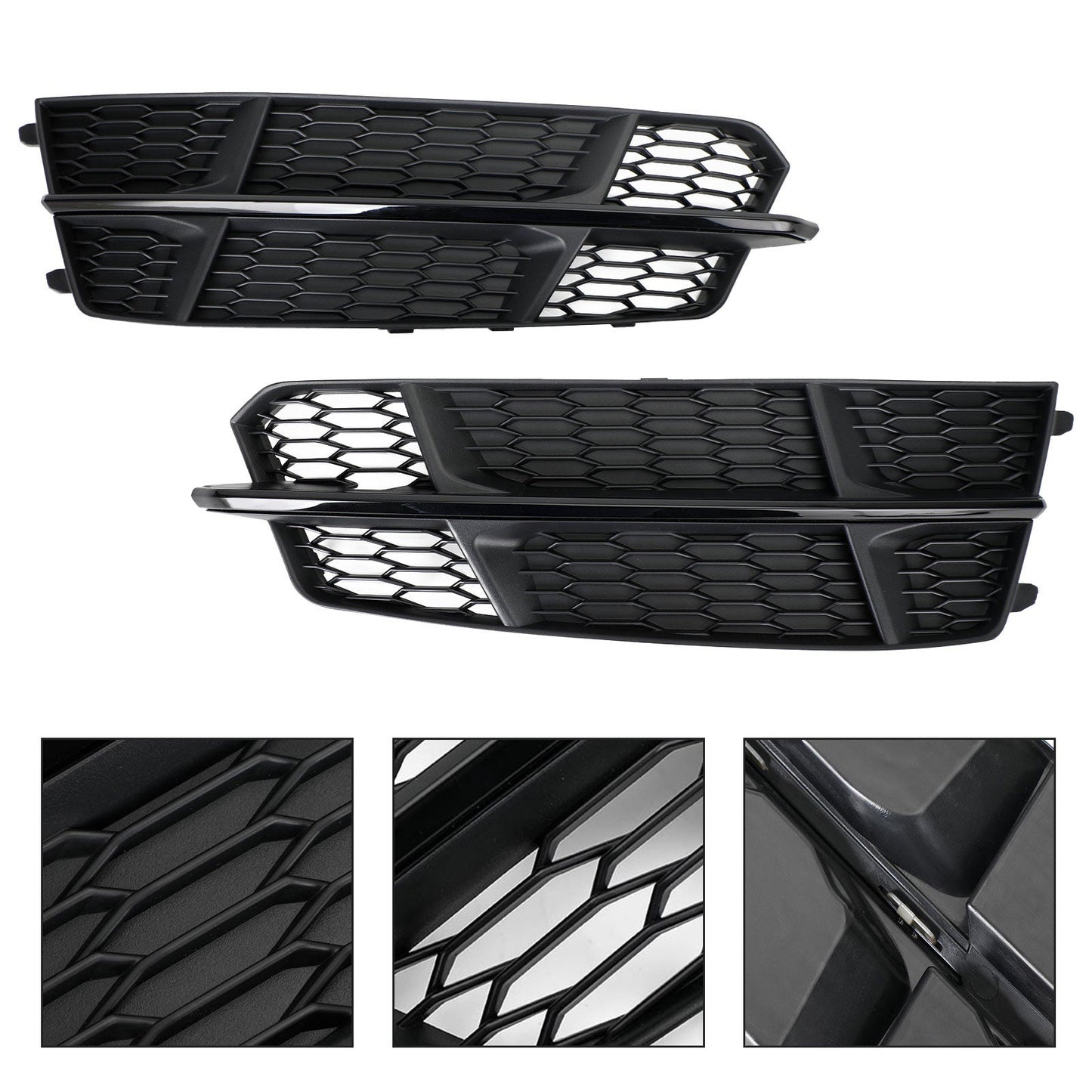 2016-2018 Audi A6 C7 S-Line Front Bumper Lower Grille Matte Black — Pair (4G0807681AN / 4G0807682AN)