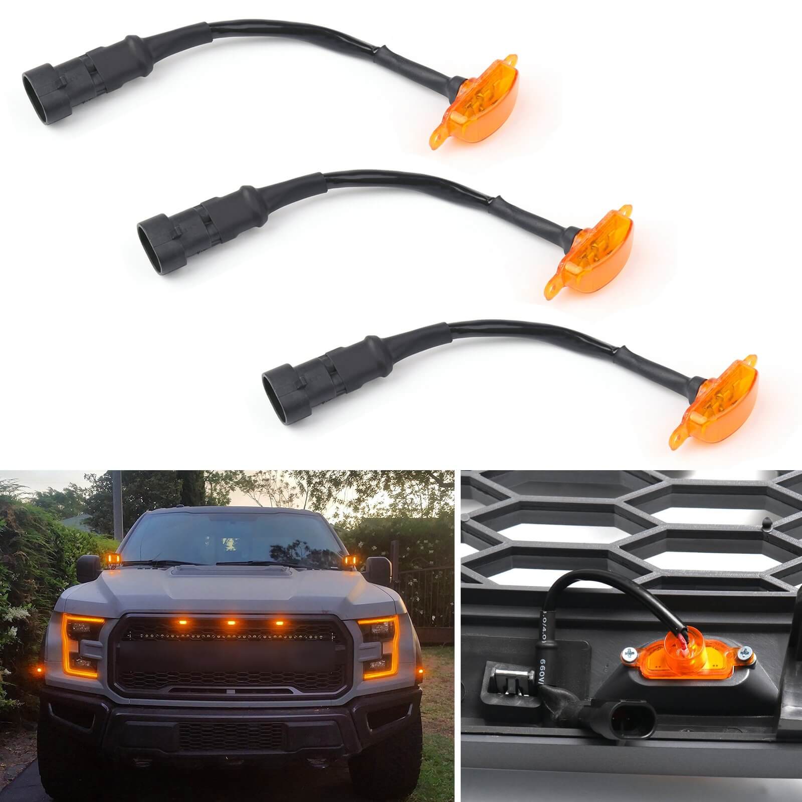 2015-2019 Ford F150 Grille LED Light Replacement 3PCS LED Light For F150 Raptor Style Grille