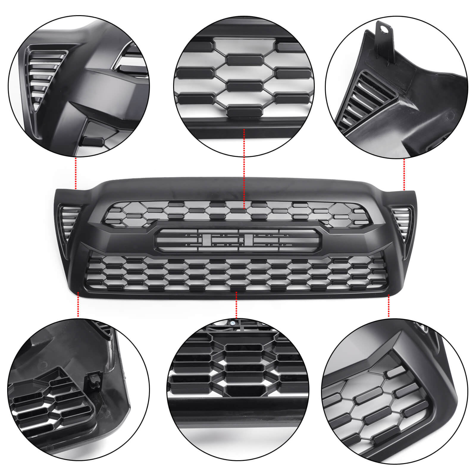 2005-2011 Tacoma Grill Replacement Front Bumper Hood Grill Kit Matte Black