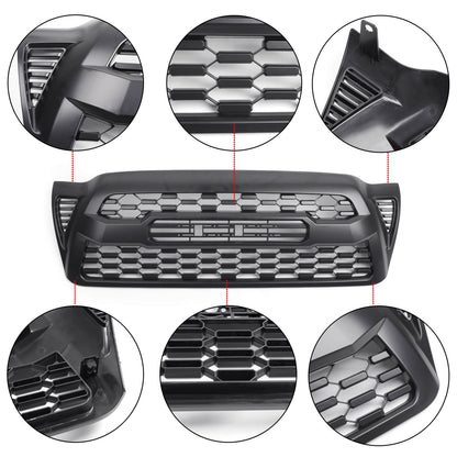 2005-2011 Tacoma Grill Replacement Front Bumper Hood Grill Kit Matte Black