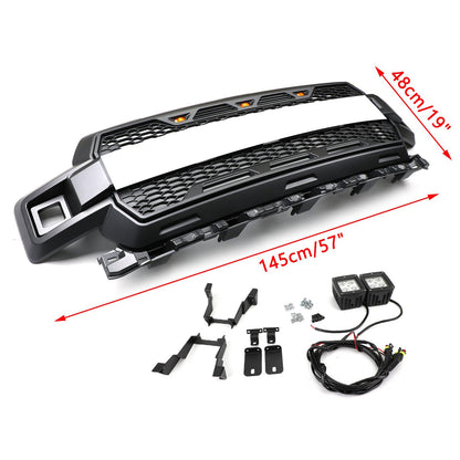 F150 2018-2020 Raptor Style Honeycomb Grill With Amber LED Grille Replacement Kit