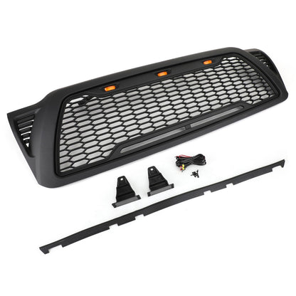 Front Grille Bumper Hood Mesh Grill Fit Toyota Tacoma 2005-2011 With LED lights