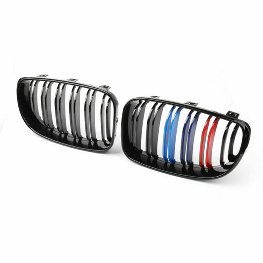 2008-2011 BMW E88 Cabriolet M-Color Gloss Black Front Bumper Kidney Grille — Pair