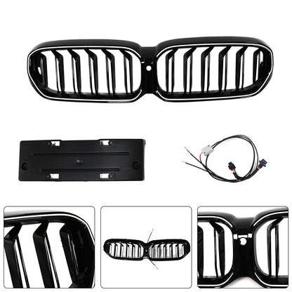 2021-2024 BMW 5 Series G30 G31 G38 Double Slat Gloss Black Front Kidney Grille
