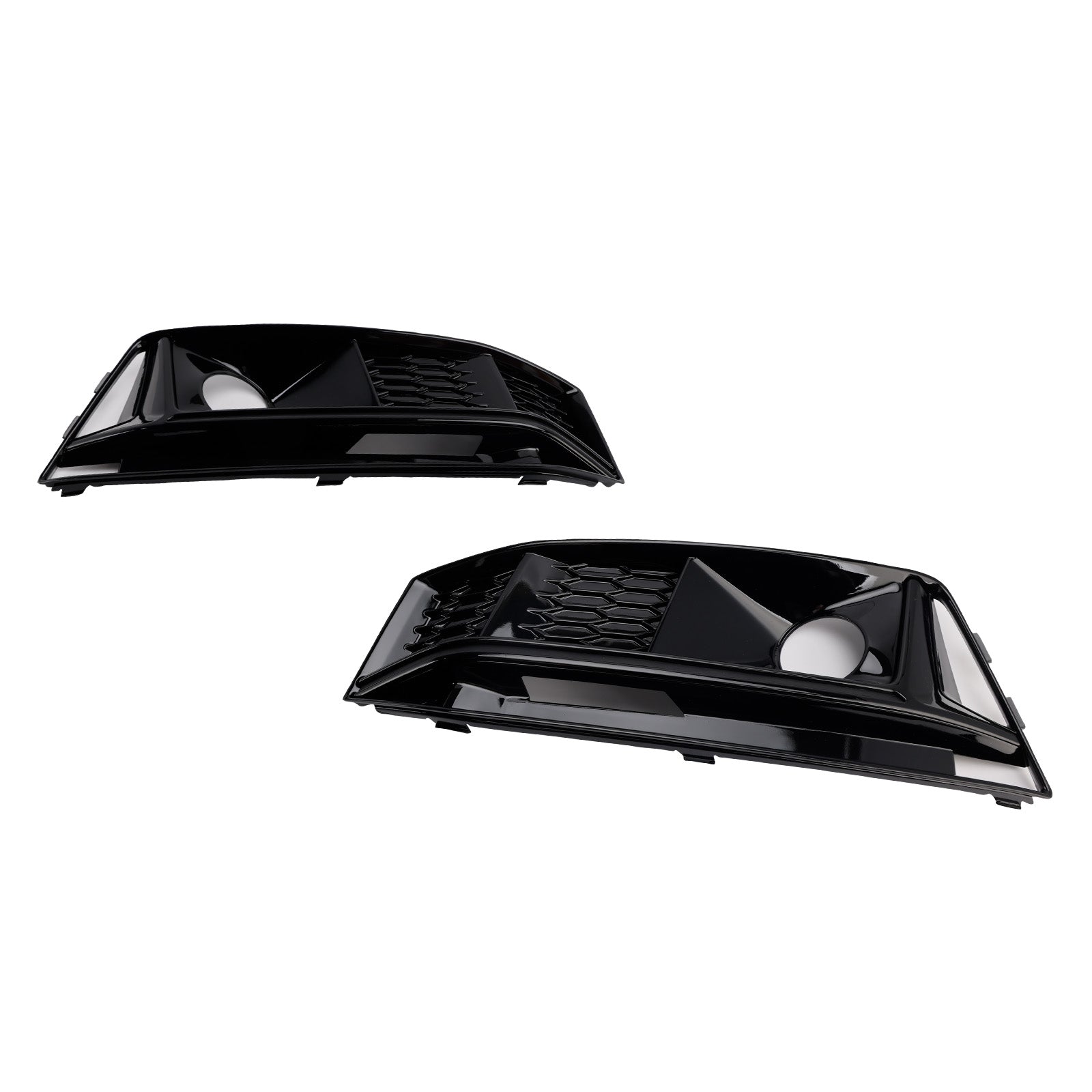 2016-2019 Audi A4 B9 S4 Black Front Bumper Fog Light Grille — Pair