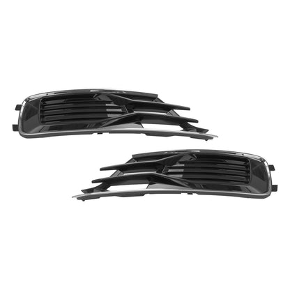 2014-2018 Audi A6 C7 Black Chrome Front Bumper Fog Light Cover Grill — Pair (4G0807647T94 / 4G0807648T94)