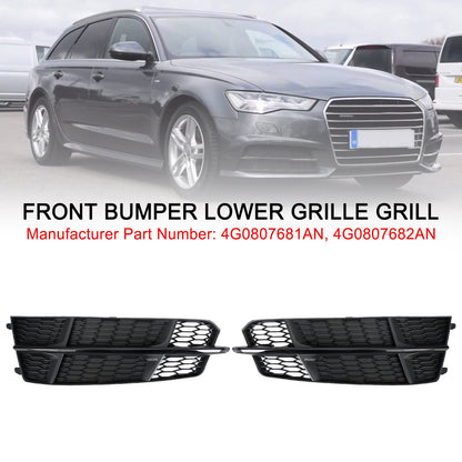 2016-2018 Audi A6 C7 S-Line Front Bumper Lower Grille Matte Black — Pair (4G0807681AN / 4G0807682AN)