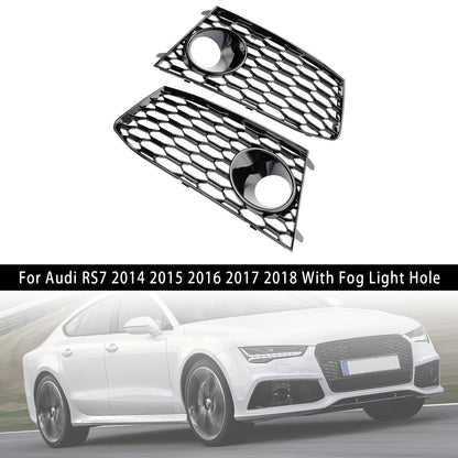 2014-2018 Audi RS7 Front Bumper Fog Light Lamp Frame Grille Cover — Pair