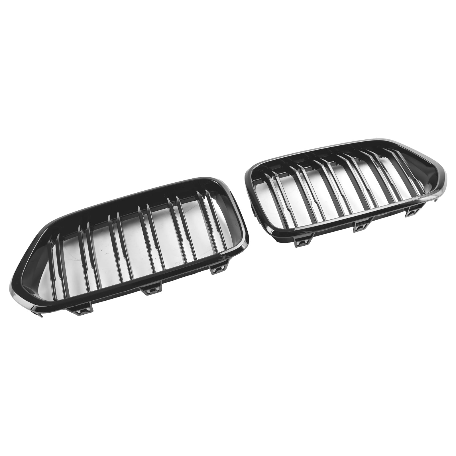 2018-2023 BMW X2 F39 Gloss Black Front Bumper Kidney Grille — Pair (51712455246 / 51712455247)