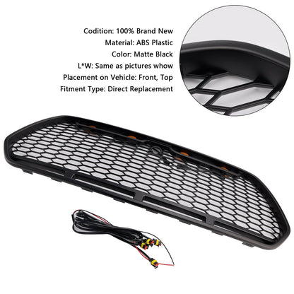 Matt Black Front Bumper Grill Grille Fit Ford Transit MK8 2015-2018 Raptor w/LED