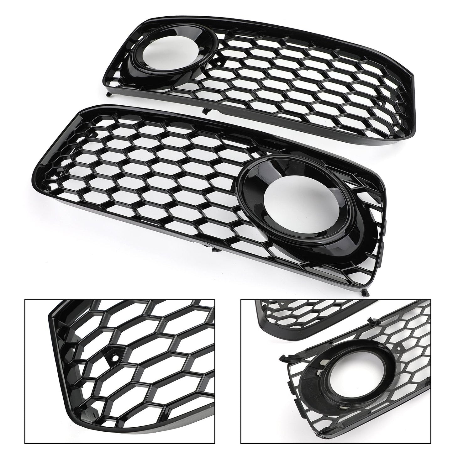 2008-2012 Audi A5 S-Line S5 B8 RS5 Style Black Fog Light Grill Grille — Pair