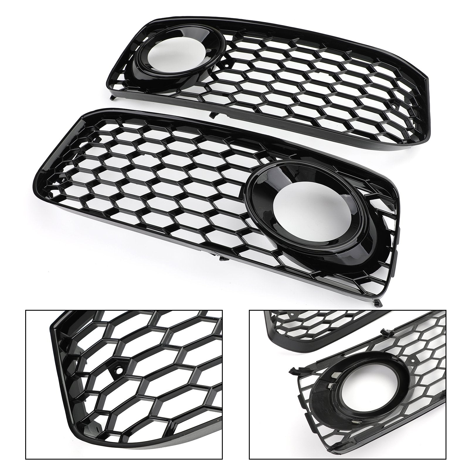 2008-2012 Audi A5 S-Line S5 B8 RS5 Style Black Fog Light Grill Grille — Pair